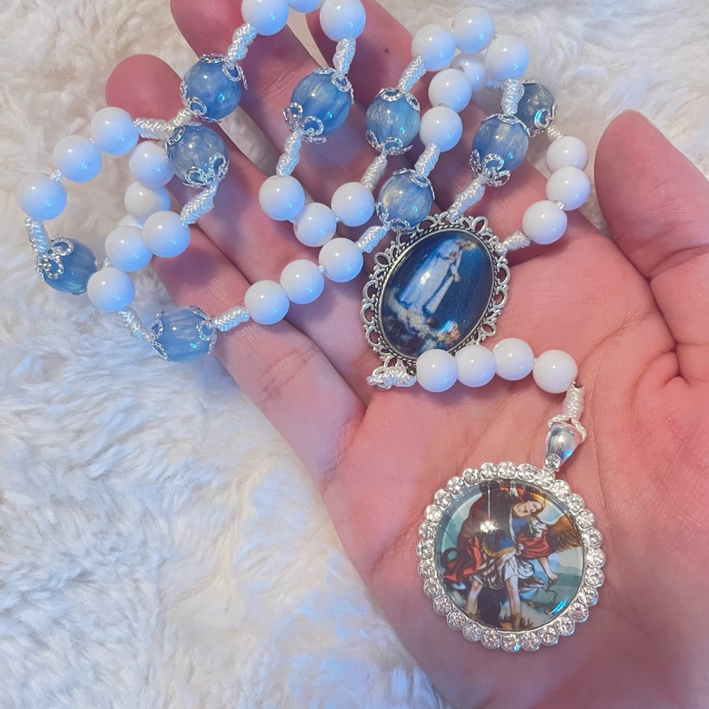 Artistic Blue and White st michael the archangel chaplet